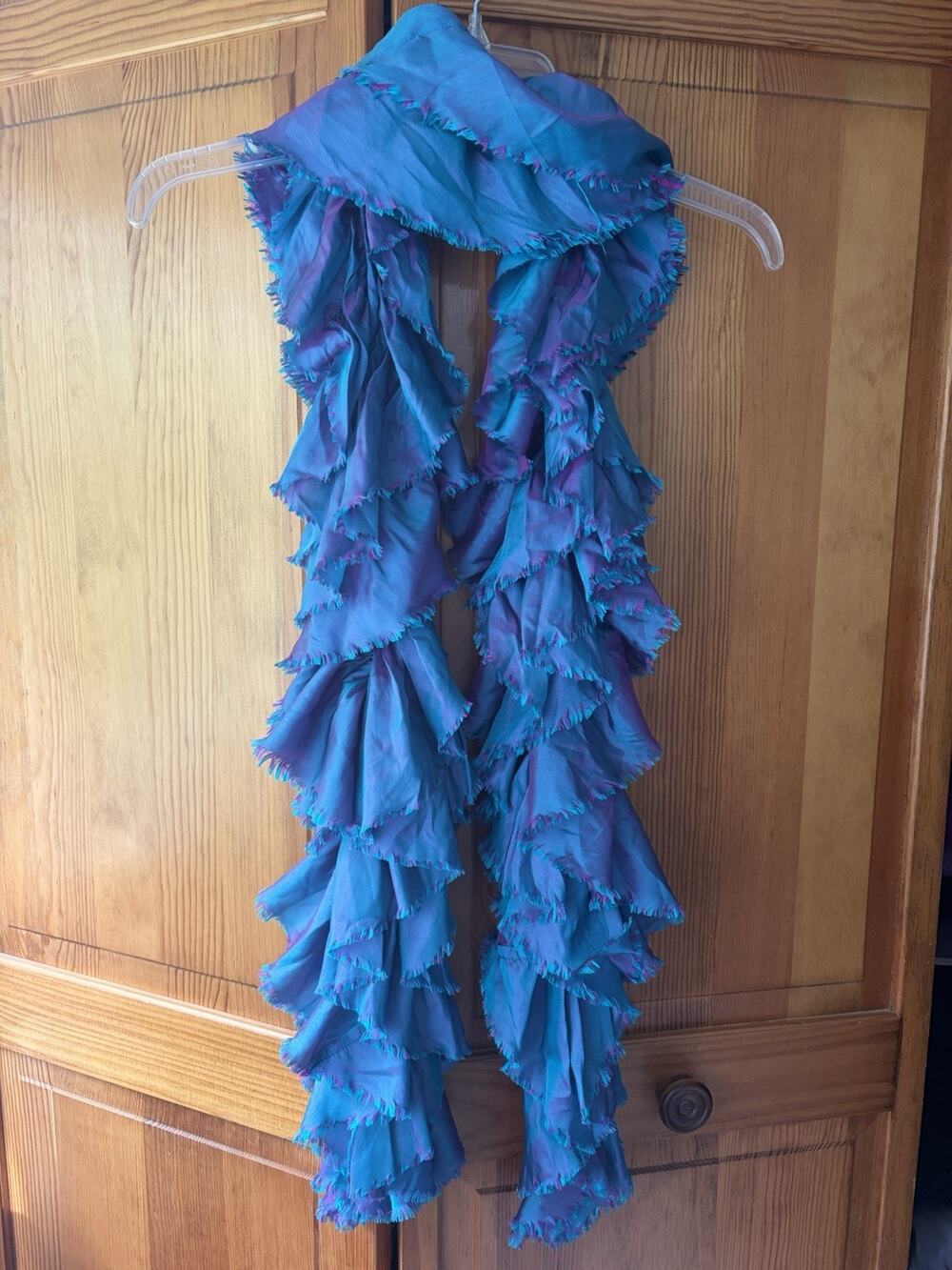 2chic Blue And Purple Ombré Ruffle Cotton Scarf